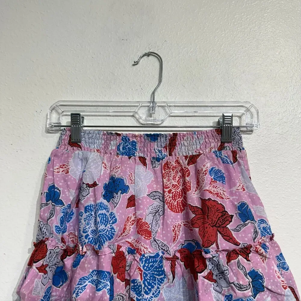 BB Dakota by Steve Madden Pink Floral Print Tiered Ruffle Mini Skirt Sz XS NWT
